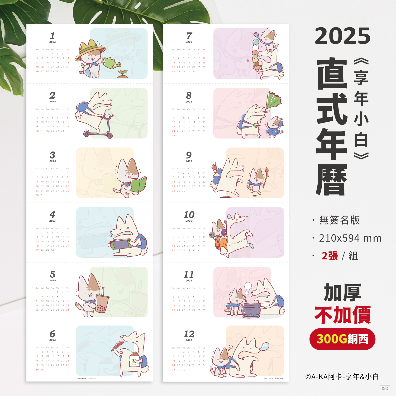 A-KA阿卡 享年小白2025直式年曆